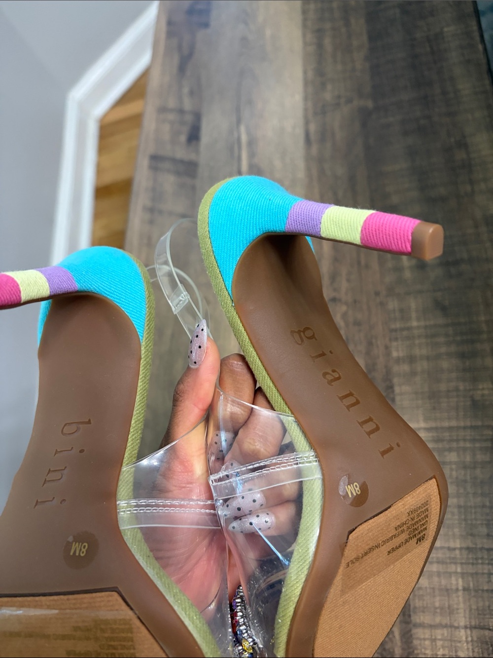 Gianni Bini Multicolor Jeweled Pointed Clear Slingback Mules - Picture 5 of 5